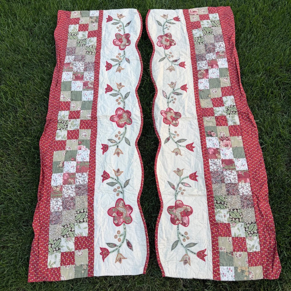 Cute table JCPenney Home Quilted Floral Patchwork Scalloped Valance Set of 2 Red